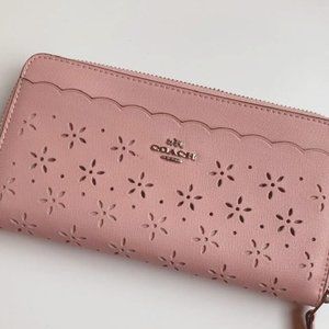 NWT Coach Floral Perforated Accordion Zip Wallet